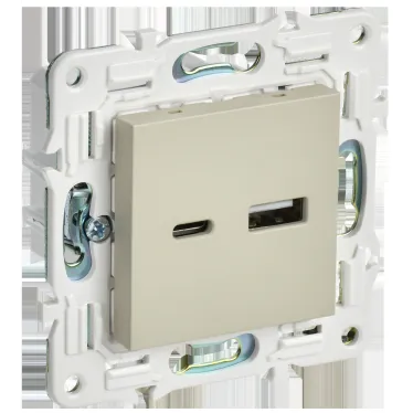 SKANDY Розетка USB A+C 3,1А SK-R14B бежевый IEK