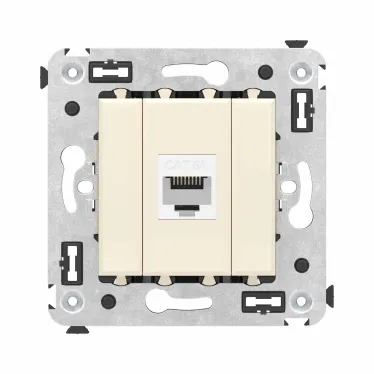 Avanti Компьютерная розетка RJ-45 без шторки в стену, кат.6А одинарная, Ванильная дымка