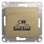 GLOSSA Механизм розетки USB в рамку, 5В/2100мА титан