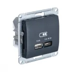                  GLOSSA USB РОЗЕТКА A + тип-C 45W высокоскор.заряд. QC, PD, механизм, АНТРАЦИТ
               