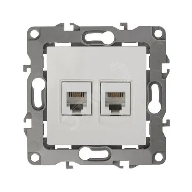 Розетка телефонная двойная 2XRJ11, Эра12, слоновая кость, 12-3106-02