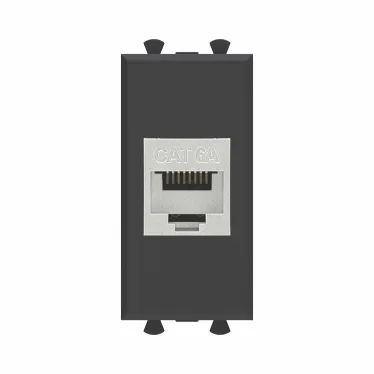 Avanti Компьютерная розетка RJ-45 без шторки модульная кат.6А экранированная Черный матовый 1 модуль