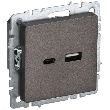 BRITE Розетка USB A+C 18Вт РЮ11-1-БрТБ темная бронза