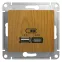 GLOSSA USB РОЗЕТКА A+С, 5В/2,4А, 2х5В/1,2 А, механизм, ДЕРЕВО ДУБ