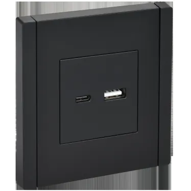 FORTE@PIANO Розетка USB A+C 3,1А FP150 черный IEK