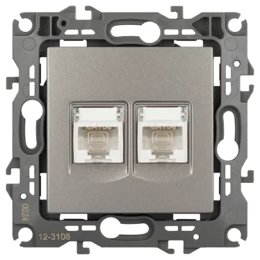 Розетка Серия 12 12-3108-16 информационная двойная 2XRJ45, титан