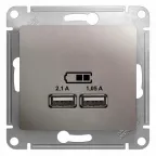                  GLOSSA USB розетка платина 5B/2100mA
               
