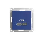                 ATLASDESIGN USB РОЗЕТКА A+С, 5В/2,4А, 2х5В/1,2А, механизм, АКВАМАРИН
               