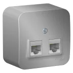                  Розетка BLANCA наружная двойная компьютерная RJ45, кат.5e, с изолирующей пластиной, алюминий
               