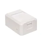 Корпус настенной розетки TERACOM PRO на 1 модуль Keystone со шторкой и маркером белый