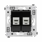                  Avanti Компьютерная розетка RJ-45 без шторки в стену, кат.6А двойная экранированная, Черный квадрат
               