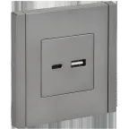 FORTE@PIANO Розетка USB A+C 3,1А FP550 сталь IEK