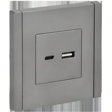 FORTE@PIANO Розетка USB A+C 3,1А FP550 сталь IEK