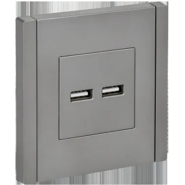 FORTE@PIANO Розетка USB A+A 3,1А FP549 сталь IEK