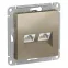 Розетка ATLASDESIGN двойная компьютерная RJ45+RJ45 категория 5E механизм шампань