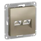                  Розетка ATLASDESIGN двойная компьютерная RJ45+RJ45 категория 5E механизм шампань
               