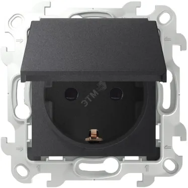 Розетка 2К+З Schuko IP44, графит