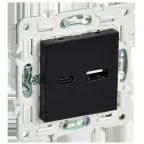 SKANDY Розетка USB A+C 18Вт SK-R13Bl черный IEK