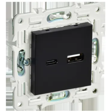SKANDY Розетка USB A+C 18Вт SK-R13Bl черный IEK