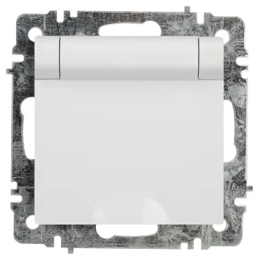Розетка Intro Accent 6-203-01 2P+E Schuko с крышкой, 16А-250В, IP20, СУ, AL/CU, белый