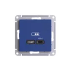                  ATLASDESIGN USB РОЗЕТКА тип-C 65Вт высокоскор.заряд. QC,PD, механизм, АКВАМАРИН
               