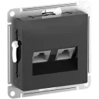                 ATLASDESIGN РОЗЕТКА двойная компьютерная RJ45+RJ45, кат.6А, механизм, КАРБОН
               