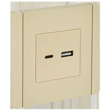 FORTE@PIANO Розетка USB A+C 3,1А FP450 ваниль IEK