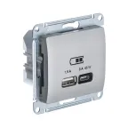                  GLOSSA USB РОЗЕТКА A + тип-C 45W высокоскор.заряд. QC, PD, механизм, ПЛАТИНА
               