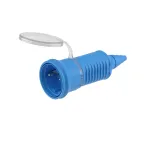 Розетка кабельная каучуковая (ввод кабеля с торца) черная IP44 16А 2P+E 250В