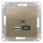 РОЗЕТКА USB ATLASDESIGN A+С, 5В/2,4А, 2х5В/1,2А, механизм, ШАМПАНЬ