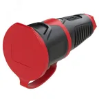                  Розетка каб 16A/250V/2P+E/IP54 с черным крышкой и корпусом, маркер красный
               