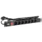 Блок распределения питания PDU 7 розеток DIN49440 с LED выключателем 1U шнур 2м вилка профиль из ПВХ черный (нем.станд)