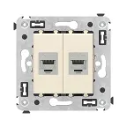                  Avanti Компьютерная розетка RJ-45 без шторки в стену кат.5e двойная экранированная Ванильная дымка
               
