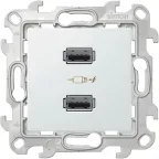                  Зарядное устройство розетка 2хUSB, белый
               