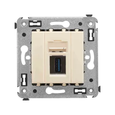 Avanti USB 3.0 розетка одинарная в стену, тип А-А, Ванильная дымка