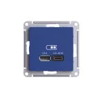                 ATLASDESIGN USB РОЗЕТКА A + тип-C 45Вт высокоскор.заряд. QC,PD, механизм, АКВАМАРИН
               