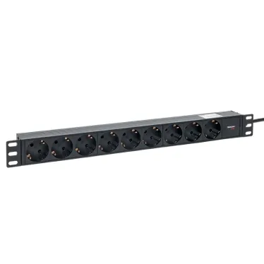 Блок розеток PDU TERACOM PRO 19' 1U 10А/250В 9 роз. Schuko шнур 2 м 3x1.5 мм2 вилка C14 корпус пластик черный