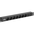 Блок распределения питания PDU 7 розеток нем ст + 2 С13 1U каб 2м C14