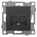                  Розетка компьютерная RJ45 Bravo, механизм, двойной, графит
               
