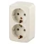 Розетка 2х2P+E Schuko, 16A-250В, ОУ, Polo, сл.кость, 3-204-02