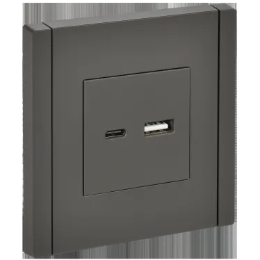 FORTE@PIANO Розетка USB A+C 3,1А FP350 серый IEK