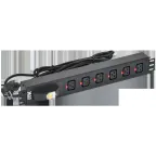 Блок распределения питания ITK PDU 6 розеток C19 с фиксатором вилки с автоматом на 16А 1.5U кабель 3м вилка немецкий стандарт алюминиевый профиль черный
