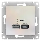                  РОЗЕТКА USB ATLASDESIGN A+С, 5В/2,4А, 2х5В/1,2А, механизм, ЖЕМЧУГ
               