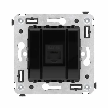 Avanti Компьютерная розетка RJ-45 без шторки в стену, кат.6А одинарная, Черный квадрат
