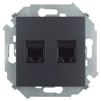                  Розетка для передачи данных 2xRJ45 Cat.5e UTP (AMP) цвета графит S15
               