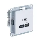                  ATLASDESIGN USB РОЗЕТКА тип-C 65W высокоскор.заряд. QC, PD, механизм, БЕЛЫЙ
               