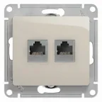                  GLOSSA Розетка двойная RJ11+RJ45 категория 5E механизм молочный
               