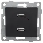 Розетка USB Bravo, механизм, двойной, графит