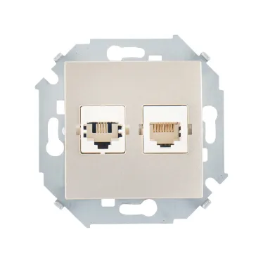 15 Розетка компьютерная двойная скрытая 2хRJ45 категория 5е Systimax шампань