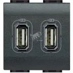 LL Разъем для зарядки 2хUSB антрацит